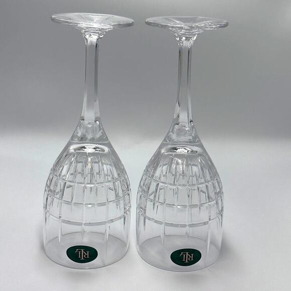 New Ralph Lauren Cocktail Party Two Crystal Glasses Wine Water Goblet Germany - Picture 6 of 8